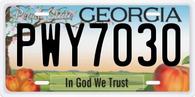GA license plate PWY7030