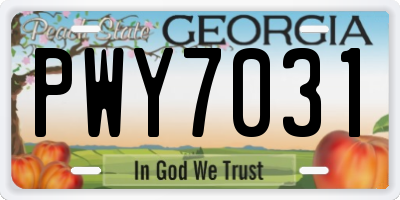 GA license plate PWY7031