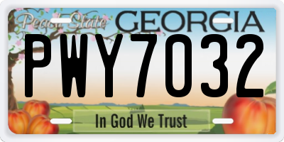 GA license plate PWY7032