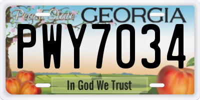 GA license plate PWY7034