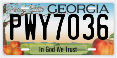 GA license plate PWY7036