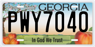 GA license plate PWY7040