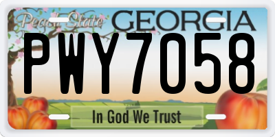 GA license plate PWY7058