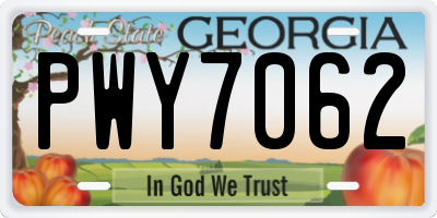 GA license plate PWY7062