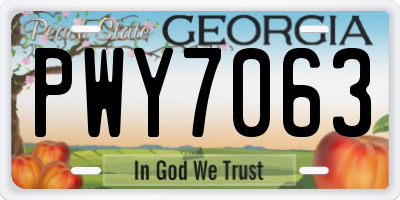 GA license plate PWY7063