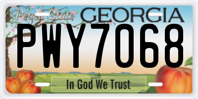 GA license plate PWY7068