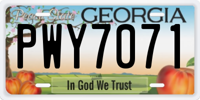 GA license plate PWY7071