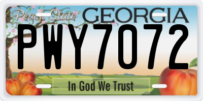GA license plate PWY7072