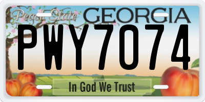 GA license plate PWY7074