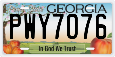 GA license plate PWY7076