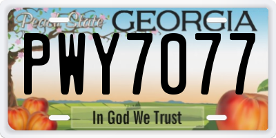GA license plate PWY7077