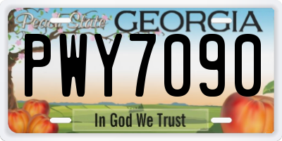 GA license plate PWY7090