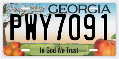 GA license plate PWY7091