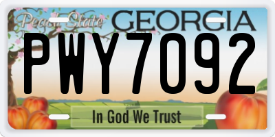 GA license plate PWY7092