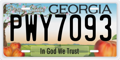 GA license plate PWY7093