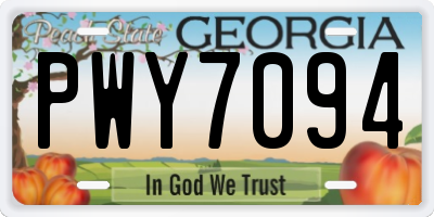 GA license plate PWY7094