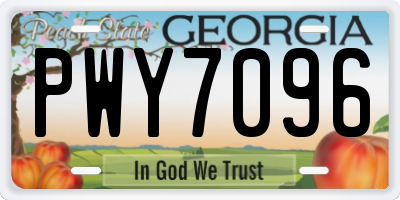 GA license plate PWY7096
