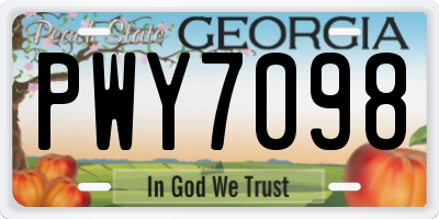 GA license plate PWY7098
