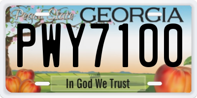 GA license plate PWY7100