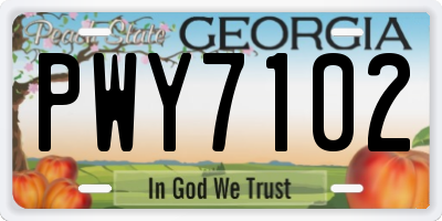 GA license plate PWY7102