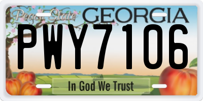 GA license plate PWY7106