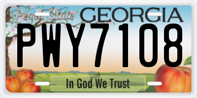 GA license plate PWY7108