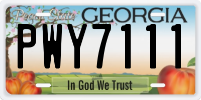 GA license plate PWY7111