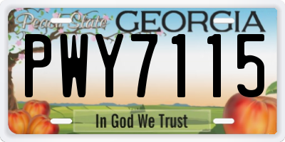 GA license plate PWY7115