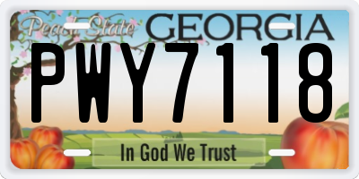 GA license plate PWY7118