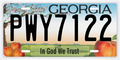 GA license plate PWY7122