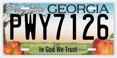 GA license plate PWY7126