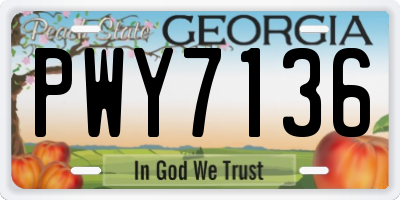 GA license plate PWY7136