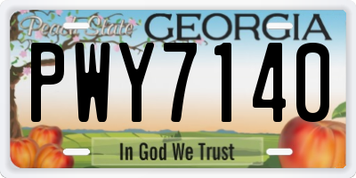 GA license plate PWY7140