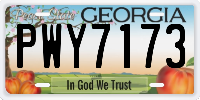 GA license plate PWY7173