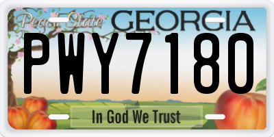 GA license plate PWY7180