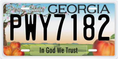 GA license plate PWY7182