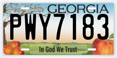 GA license plate PWY7183