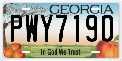 GA license plate PWY7190