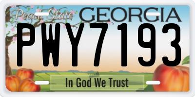 GA license plate PWY7193