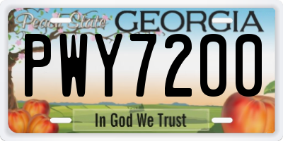 GA license plate PWY7200