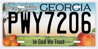 GA license plate PWY7206