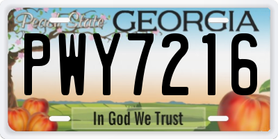 GA license plate PWY7216