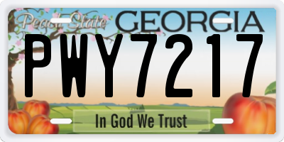 GA license plate PWY7217