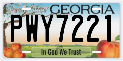 GA license plate PWY7221