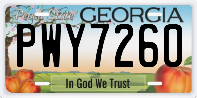 GA license plate PWY7260