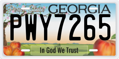 GA license plate PWY7265