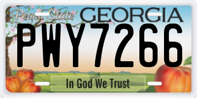 GA license plate PWY7266