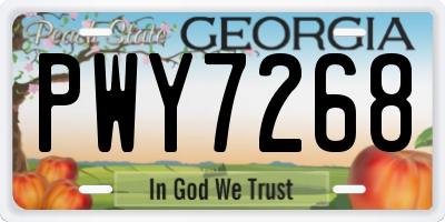 GA license plate PWY7268