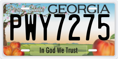 GA license plate PWY7275