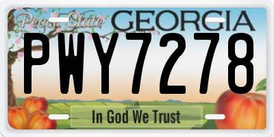 GA license plate PWY7278